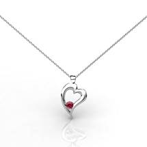 Vogue "A Heart Full of Love" Garnet Necklace Pendant in Sterling Silver