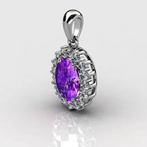 Genuine Natural Amethyst Elliptic Cluster Pendant