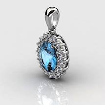 Genuine Natural Blue Topaz Elliptic Cluster Pendant