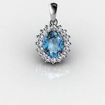 Genuine Natural Blue Topaz Elliptic Cluster Pendant