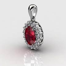 Genuine Natural Garnet Elliptic Cluster Pendant