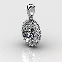 Genuine Natural White Topaz Elliptic Cluster Pendant