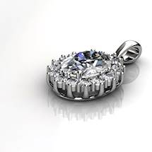 Genuine Natural White Topaz Elliptic Cluster Pendant