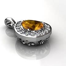 Genuine Natural Citrine Teardrop Pave Pendant