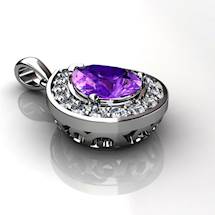 Genuine Natural Amethyst Tear Drop Pave Pendant