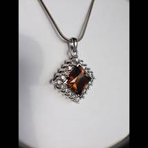 Genuine Natural Dark Brown Citrine Squarish Cluster Pendant