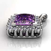 Genuine Natural Amethyst Squarish Cluster Pendant