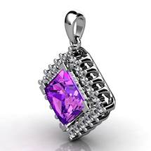 Genuine Natural Amethyst Squarish Cluster Pendant