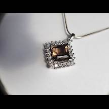 Genuine Natural Light Brown Citrine Squarish Cluster Pendant