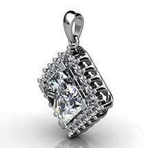 Genuine Natural White Topaz Squarish Cluster Pendant