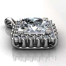 Genuine Natural White Topaz Squarish Cluster Pendant