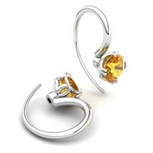 Citrine Braid Round Hook Earrings