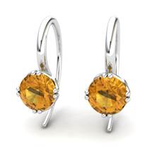 Citrine Braid Round Hook Earrings