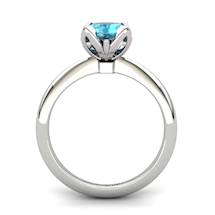 Blue Topaz Artisanal Lilac Wonder Tulip Solitaire Ring