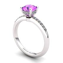 Amethyst Elite Floral Crown Solitaire Silver Engagement Ring