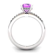 Amethyst Elite Floral Crown Solitaire Silver Engagement Ring
