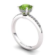 Peridot Elite Floral Crown Solitaire Silver Engagement Ring