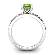 Peridot Elite Floral Crown Solitaire Silver Engagement Ring
