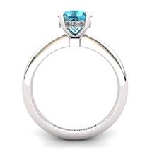 Blue Topaz Artisanal Floral Crown Solitaire Silver Engagement Ring