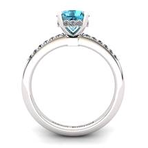 Blue Topaz Elite Floral Crown Solitaire Silver Engagement Ring
