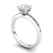 White Topaz Elite Floral Crown Solitaire Silver Engagement Ring