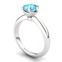 Blue Topaz Artisanal Eye of Cyclone Solitaire Ring