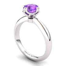 Amethyst Artisanal Braid Round Solitaire Ring