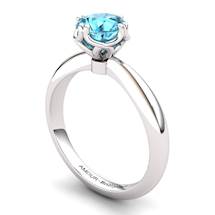 Blue Topaz Artisanal Braid Round Solitaire Ring