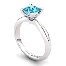 Blue Topaz Artisanal Magic of Love Solitaire Ring