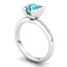 Blue Topaz Elite Watchtower Solitaire Ring
