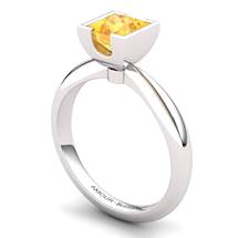 Citrine Artisanal Watchtower Solitaire Ring