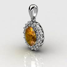 Genuine Natural Citrine Elliptic Cluster Pendant