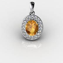 Genuine Natural Citrine Pave Pendant in Sterling Silver