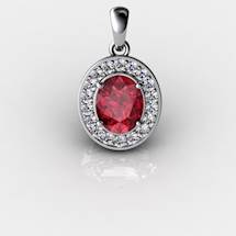 Genuine Natural Garnet Pave Pendant in Sterling Silver