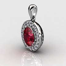 Genuine Natural Garnet Pave Pendant in Sterling Silver