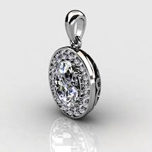 Genuine Natural White Topaz Pave Pendant in Sterling Silver