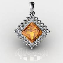 Genuine Natural Citrine Squarish Cluster Pendant
