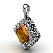 Genuine Natural Citrine Squarish Cluster Pendant