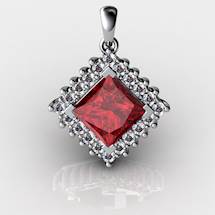 Genuine Natural Garnet Squarish Cluster Pendant