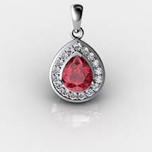 Genuine Natural Garnet Teardrop Pave Pendant