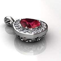 Genuine Natural Garnet Teardrop Pave Pendant