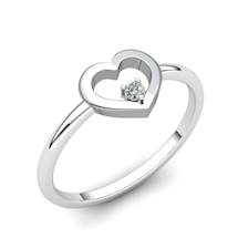 White Sapphire Lovably Heart Ring