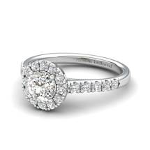 Sapphire Engagement Ring 5mm Round White Sapphire in White Gold with White Cluster Stones