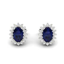 Princess Kate Blue Sapphire Earrings White Gold