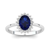 Princess Kate Blue Sapphire Silver Ring