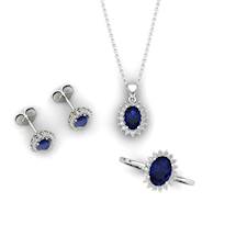 Princess Kate Blue Sapphire White Gold Jewellery Set