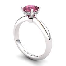 Garnet Artisanal Floral Crown Solitaire White Gold Engagement Ring