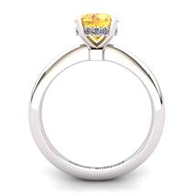 Citrine Artisanal Floral Crown Solitaire White Gold Engagement Ring
