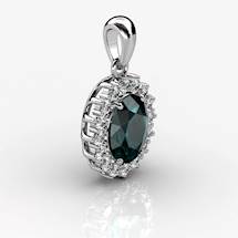 Genuine Natural Alexandrite Elliptic Cluster Pendant