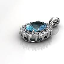 Genuine Natural Aquamarine Elliptic Cluster Pendant